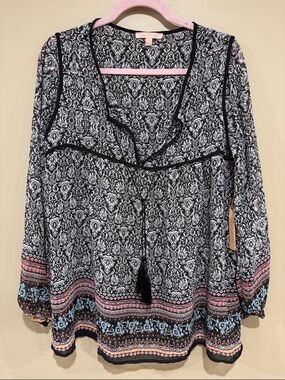 NWT Gibson Latimer balloon sleeve boho top